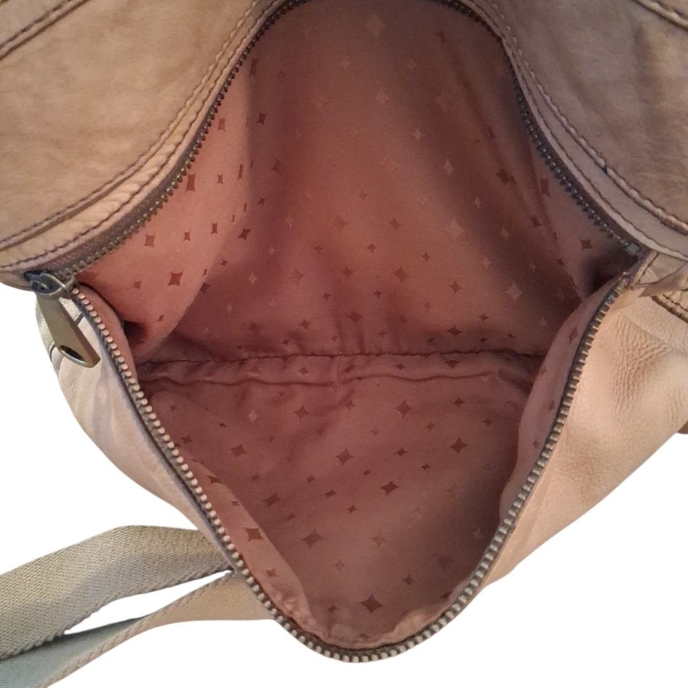 Fossil Explorer Tan Leather Fold Over Messenger Tote Crossbody Bag Unisex READ - Picture 13 of 15